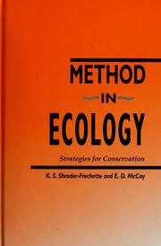 Method in ecology :  strategies for conservation /  Cover Image