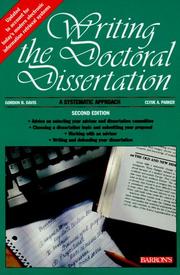 Writing the doctoral dissertation : a systematic approach  Cover Image