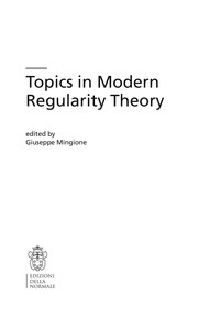 Topics in Modern Regularity Theory Cover Image