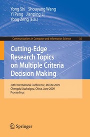 Cutting-Edge Research Topics on Multiple Criteria Decision Making 20th International Conference, MCDM 2009, Chengdu/Jiuzhaigou, China, June 21-26, 2009. Proceedings  Cover Image
