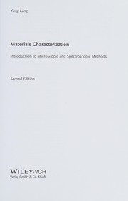 Materials characterization :  introduction to microscopic and spectroscopic methods  Cover Image