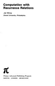 Computation with recurrence relations  Cover Image