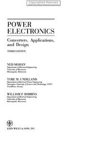 Power electronics : converters, applications and design  Cover Image
